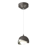 Hubbardton Forge 2022 Oil Rubbed Bronze Sterling Opal Glass (GG) Standard Brooklyn Double Shade Low Voltage Mini Pendant