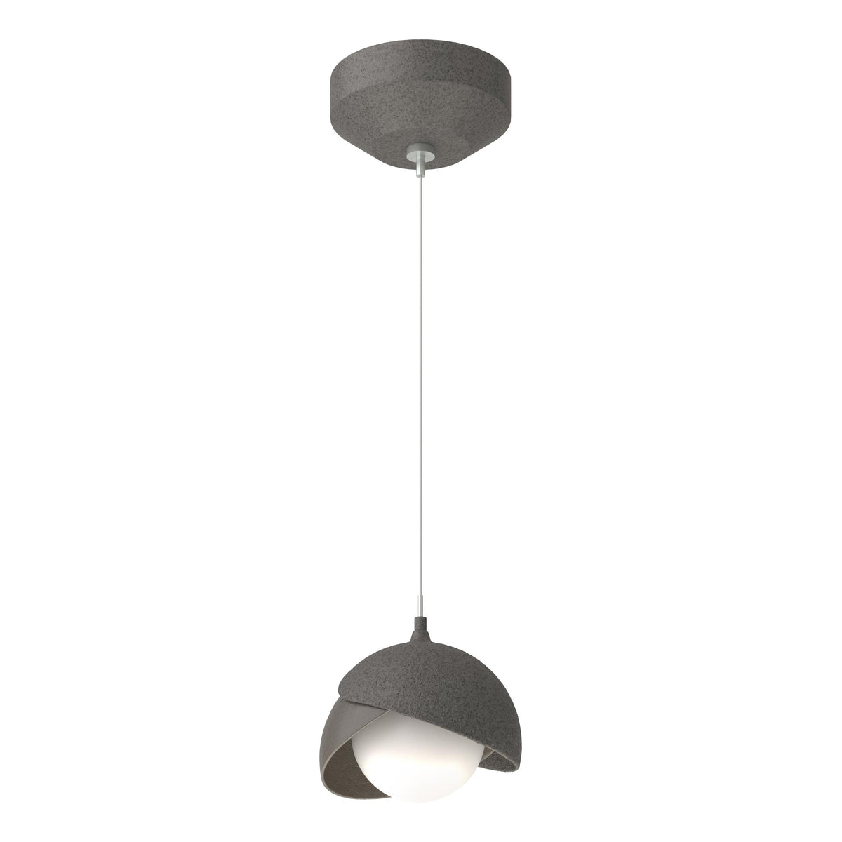 Hubbardton Forge 2022 Natural Iron Dark Smoke Opal Glass (GG) Standard Brooklyn Double Shade Low Voltage Mini Pendant