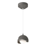 Hubbardton Forge 2022 Natural Iron Dark Smoke Opal Glass (GG) Standard Brooklyn Double Shade Low Voltage Mini Pendant
