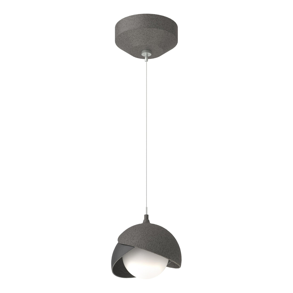 Hubbardton Forge 2022 Natural Iron Black Opal Glass (GG) Standard Brooklyn Double Shade Low Voltage Mini Pendant