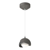 Hubbardton Forge 2022 Natural Iron Black Opal Glass (GG) Standard Brooklyn Double Shade Low Voltage Mini Pendant