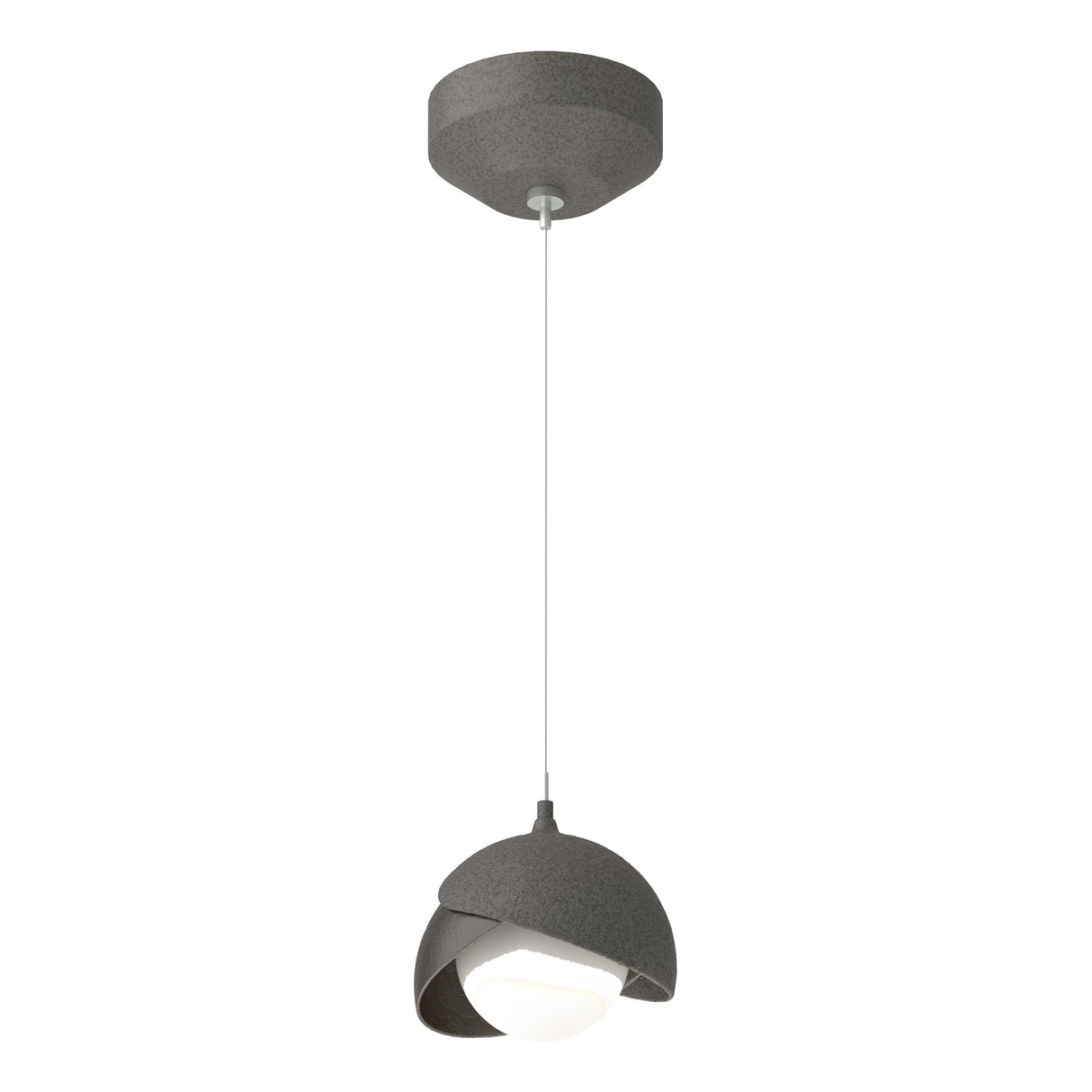 Hubbardton Forge 2022 Natural Iron Oil Rubbed Bronze Opal Glass (GG) Standard Brooklyn Double Shade Low Voltage Mini Pendant