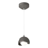 Hubbardton Forge 2022 Natural Iron Oil Rubbed Bronze Opal Glass (GG) Standard Brooklyn Double Shade Low Voltage Mini Pendant