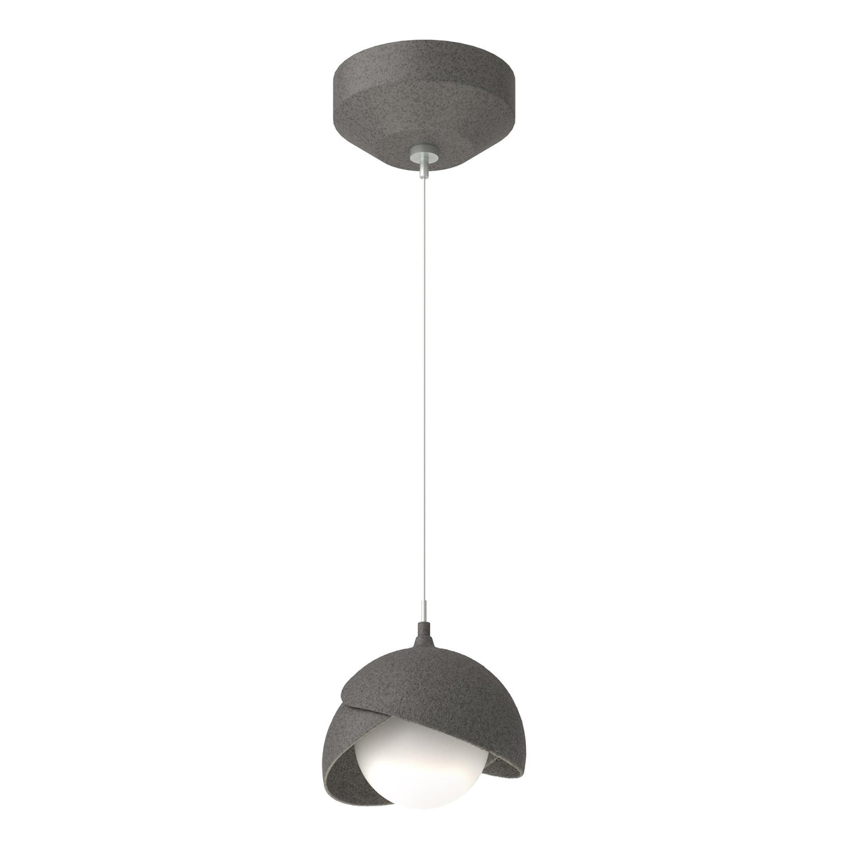 Hubbardton Forge 2022 Natural Iron Natural Iron Opal Glass (GG) Standard Brooklyn Double Shade Low Voltage Mini Pendant