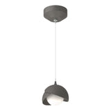 Hubbardton Forge 2022 Natural Iron Natural Iron Opal Glass (GG) Standard Brooklyn Double Shade Low Voltage Mini Pendant