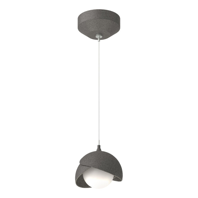 Hubbardton Forge 2022 Natural Iron Natural Iron Opal Glass (GG) Standard Brooklyn Double Shade Low Voltage Mini Pendant