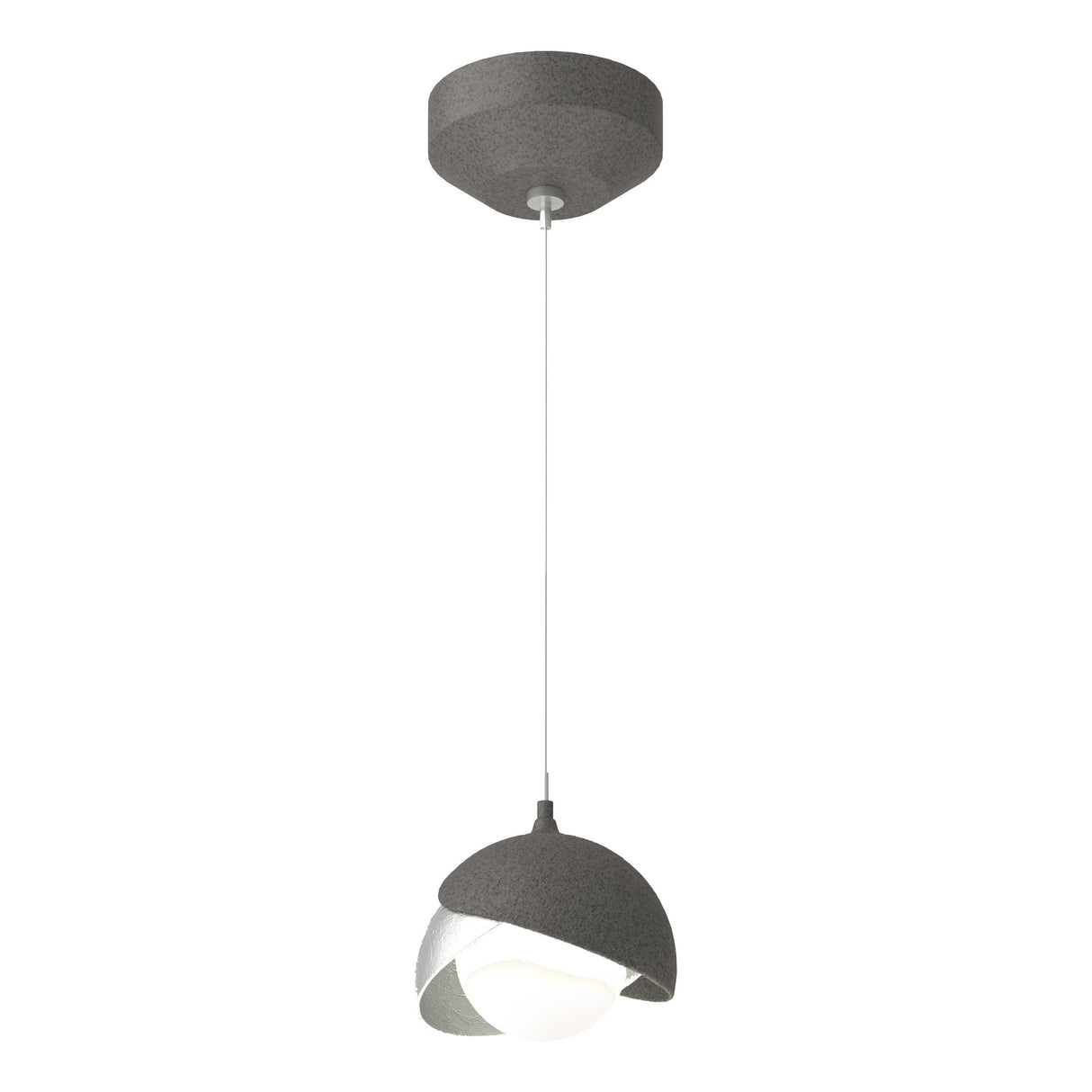 Hubbardton Forge 2022 Natural Iron Vintage Platinum Opal Glass (GG) Standard Brooklyn Double Shade Low Voltage Mini Pendant