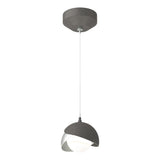 Hubbardton Forge 2022 Natural Iron Vintage Platinum Opal Glass (GG) Standard Brooklyn Double Shade Low Voltage Mini Pendant