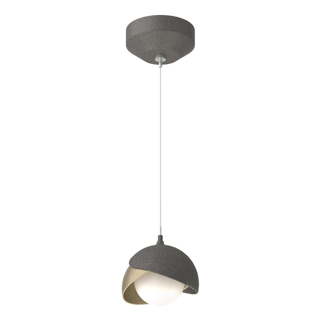 Hubbardton Forge 2022 Natural Iron Soft Gold Opal Glass (GG) Standard Brooklyn Double Shade Low Voltage Mini Pendant