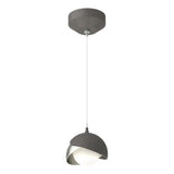 Hubbardton Forge 2022 Natural Iron Sterling Opal Glass (GG) Standard Brooklyn Double Shade Low Voltage Mini Pendant