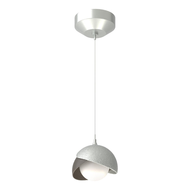 Hubbardton Forge 2022 Vintage Platinum Dark Smoke Opal Glass (GG) Standard Brooklyn Double Shade Low Voltage Mini Pendant