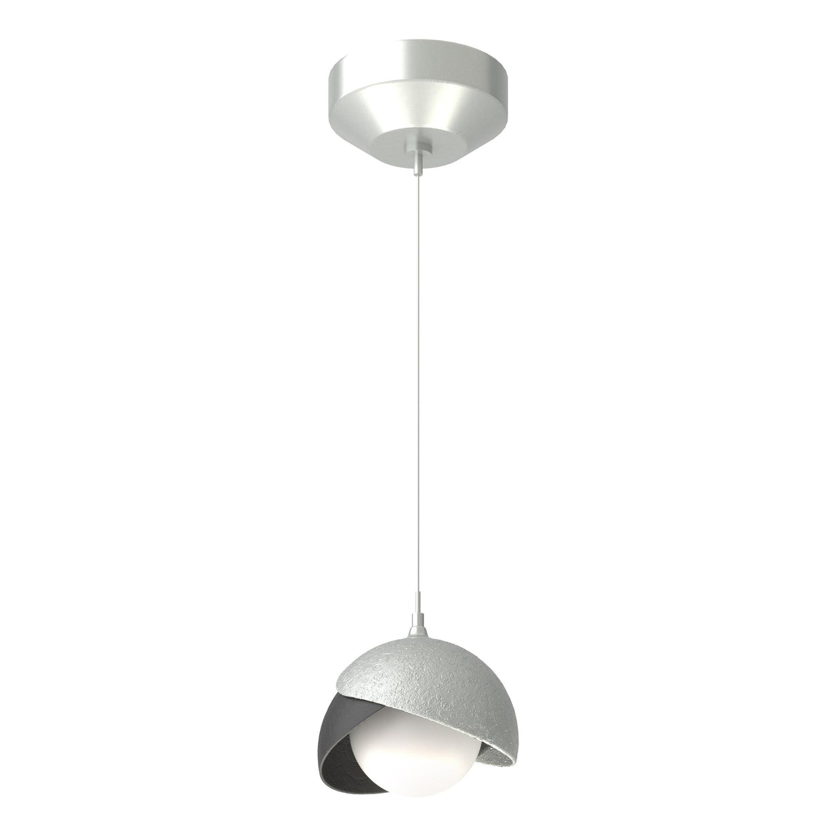 Hubbardton Forge 2022 Vintage Platinum Black Opal Glass (GG) Standard Brooklyn Double Shade Low Voltage Mini Pendant