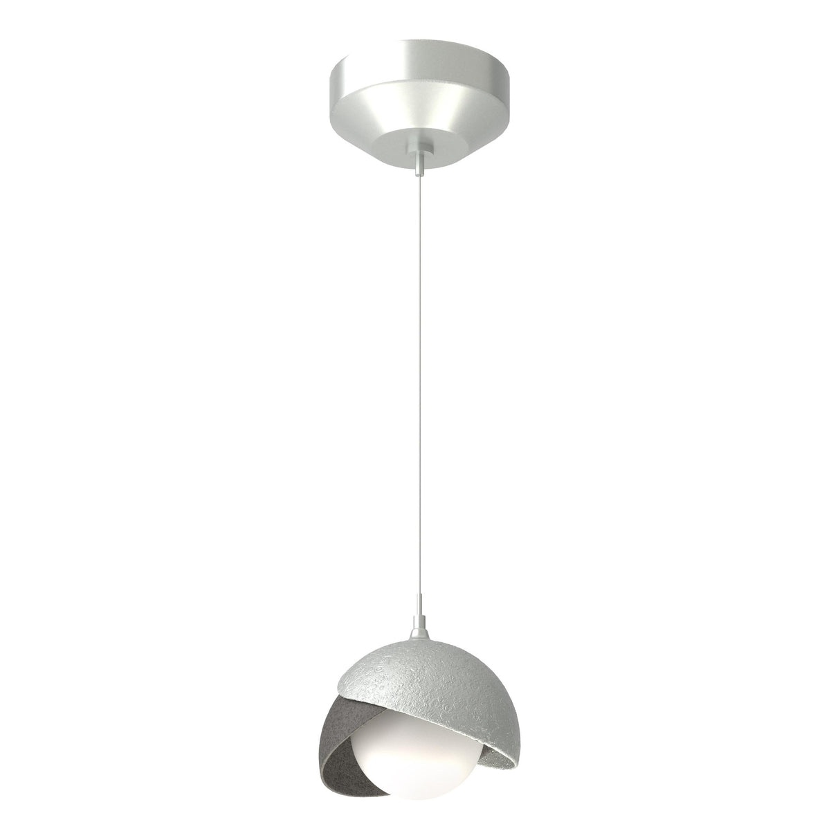 Hubbardton Forge 2022 Vintage Platinum Natural Iron Opal Glass (GG) Standard Brooklyn Double Shade Low Voltage Mini Pendant