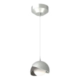 Hubbardton Forge 2022 Vintage Platinum Natural Iron Opal Glass (GG) Standard Brooklyn Double Shade Low Voltage Mini Pendant