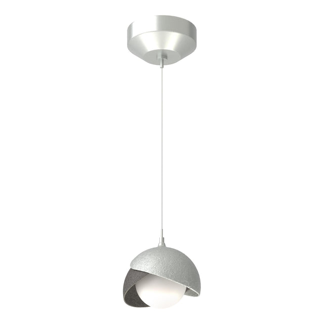 Hubbardton Forge 2022 Vintage Platinum Natural Iron Opal Glass (GG) Standard Brooklyn Double Shade Low Voltage Mini Pendant