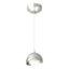 Hubbardton Forge 2022 Vintage Platinum Sterling Opal Glass (GG) Standard Brooklyn Double Shade Low Voltage Mini Pendant