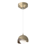 Hubbardton Forge 2022 Soft Gold Bronze Opal Glass (GG) Standard Brooklyn Double Shade Low Voltage Mini Pendant