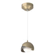 Hubbardton Forge 2022 Soft Gold Dark Smoke Opal Glass (GG) Standard Brooklyn Double Shade Low Voltage Mini Pendant