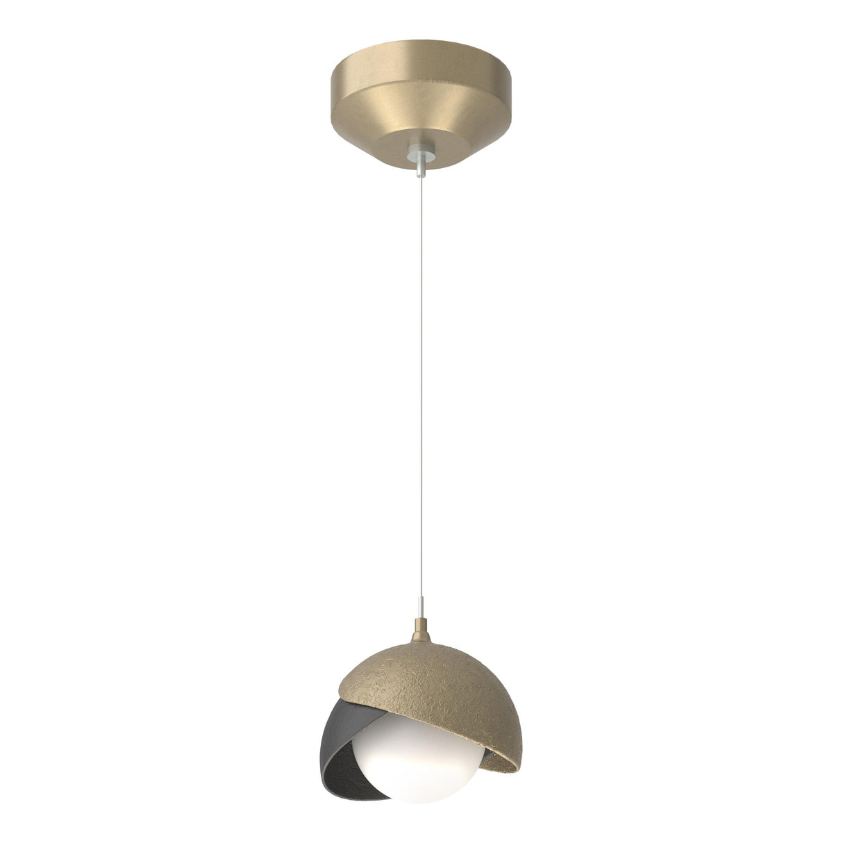 Hubbardton Forge 2022 Soft Gold Black Opal Glass (GG) Standard Brooklyn Double Shade Low Voltage Mini Pendant