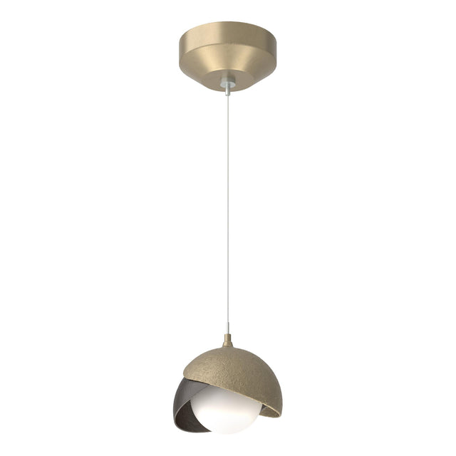 Hubbardton Forge 2022 Soft Gold Oil Rubbed Bronze Opal Glass (GG) Standard Brooklyn Double Shade Low Voltage Mini Pendant
