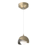 Hubbardton Forge 2022 Soft Gold Natural Iron Opal Glass (GG) Standard Brooklyn Double Shade Low Voltage Mini Pendant
