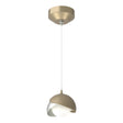 Hubbardton Forge 2022 Soft Gold Vintage Platinum Opal Glass (GG) Standard Brooklyn Double Shade Low Voltage Mini Pendant