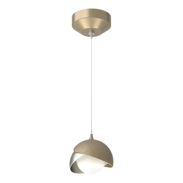Hubbardton Forge 2022 Soft Gold Sterling Opal Glass (GG) Standard Brooklyn Double Shade Low Voltage Mini Pendant
