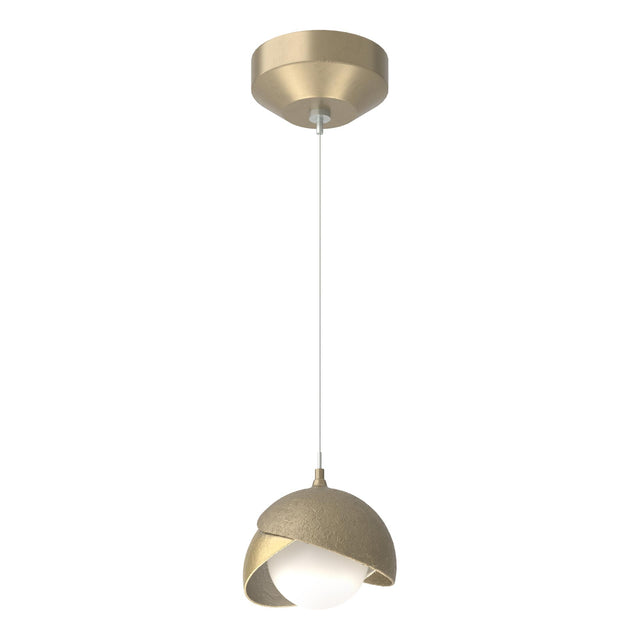 Hubbardton Forge 2022 Soft Gold Modern Brass Opal Glass (GG) Standard Brooklyn Double Shade Low Voltage Mini Pendant