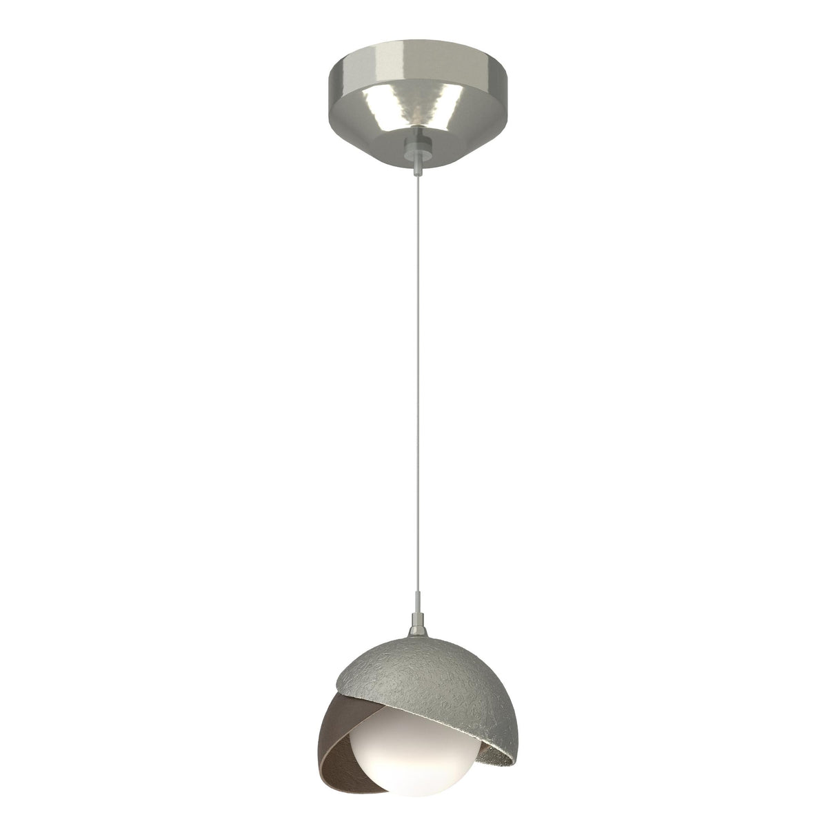 Hubbardton Forge 2022 Sterling Bronze Opal Glass (GG) Standard Brooklyn Double Shade Low Voltage Mini Pendant