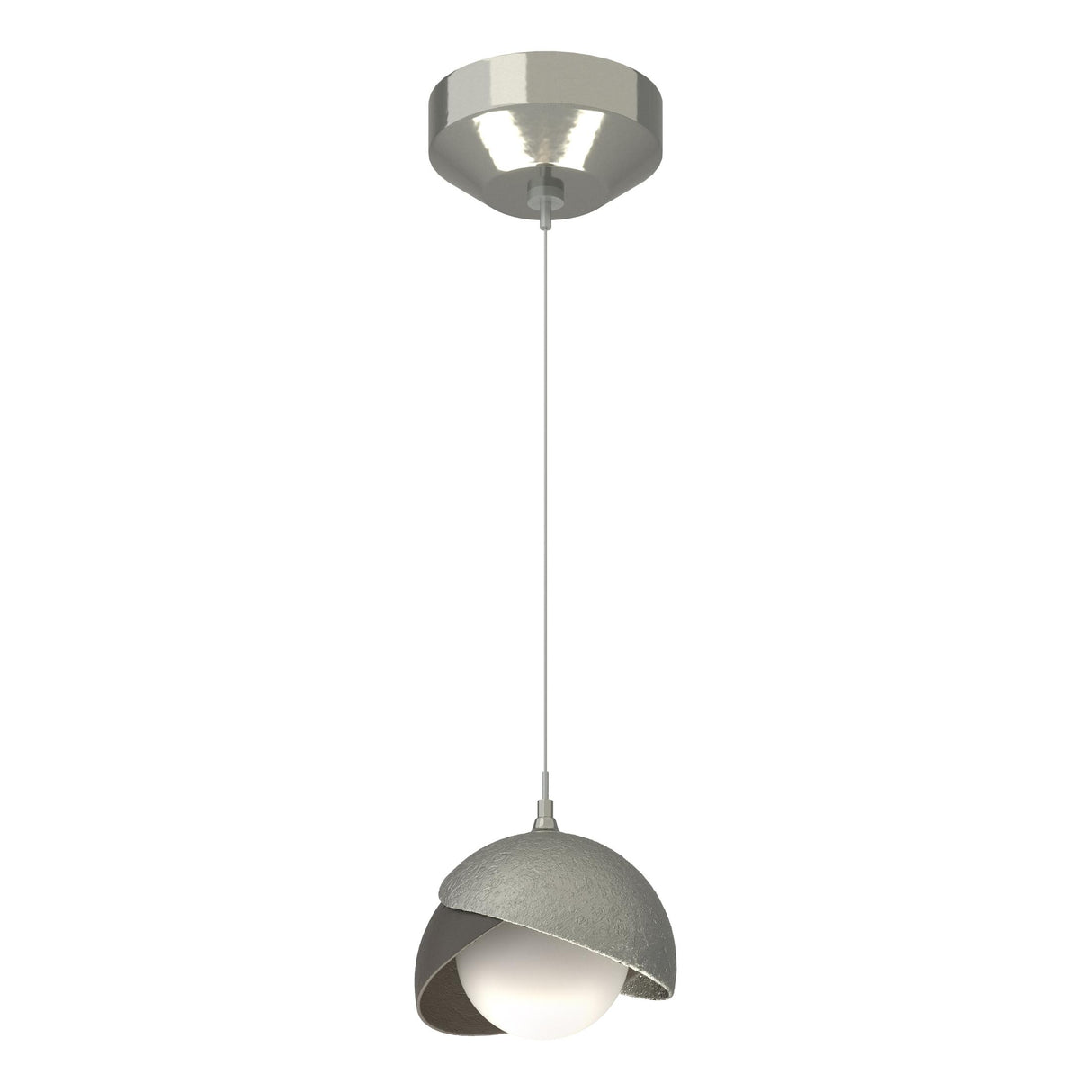 Hubbardton Forge 2022 Sterling Dark Smoke Opal Glass (GG) Standard Brooklyn Double Shade Low Voltage Mini Pendant