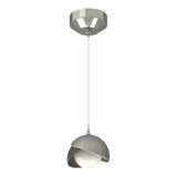 Hubbardton Forge 2022 Sterling Dark Smoke Opal Glass (GG) Standard Brooklyn Double Shade Low Voltage Mini Pendant