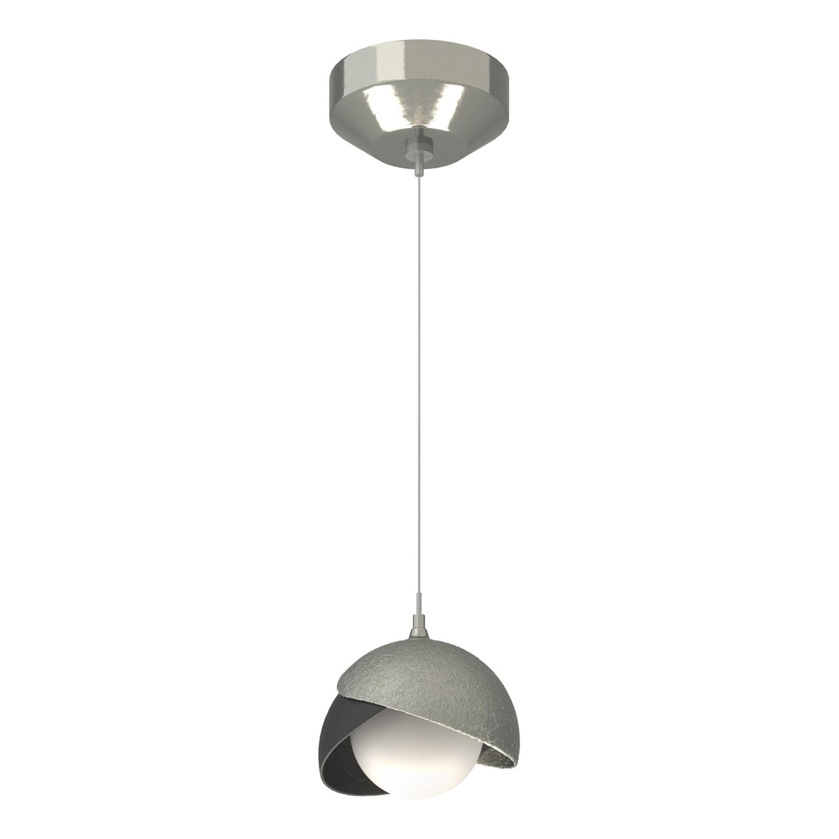 Hubbardton Forge 2022 Sterling Black Opal Glass (GG) Standard Brooklyn Double Shade Low Voltage Mini Pendant