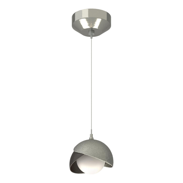 Hubbardton Forge 2022 Sterling Oil Rubbed Bronze Opal Glass (GG) Standard Brooklyn Double Shade Low Voltage Mini Pendant