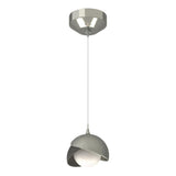 Hubbardton Forge 2022 Sterling Natural Iron Opal Glass (GG) Standard Brooklyn Double Shade Low Voltage Mini Pendant