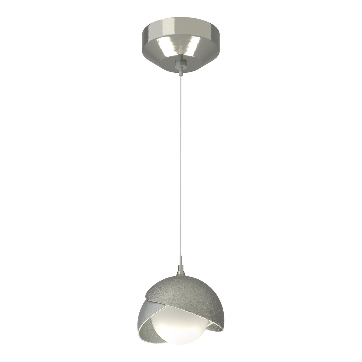 Hubbardton Forge 2022 Sterling Vintage Platinum Opal Glass (GG) Standard Brooklyn Double Shade Low Voltage Mini Pendant