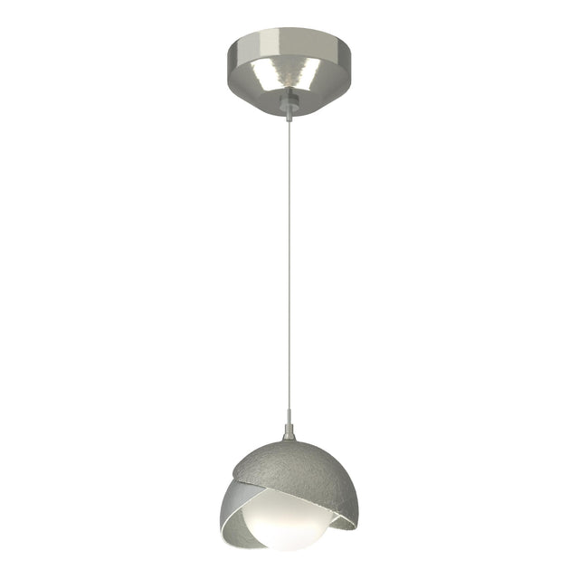 Hubbardton Forge 2022 Sterling Vintage Platinum Opal Glass (GG) Standard Brooklyn Double Shade Low Voltage Mini Pendant