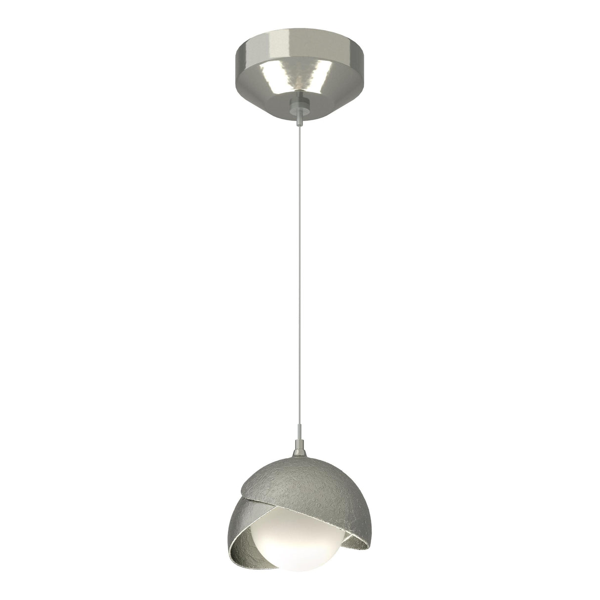Hubbardton Forge 2022 Sterling Sterling Opal Glass (GG) Standard Brooklyn Double Shade Low Voltage Mini Pendant