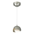 Hubbardton Forge 2022 Sterling Modern Brass Opal Glass (GG) Standard Brooklyn Double Shade Low Voltage Mini Pendant