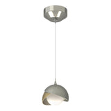 Hubbardton Forge 2022 Sterling Modern Brass Opal Glass (GG) Standard Brooklyn Double Shade Low Voltage Mini Pendant