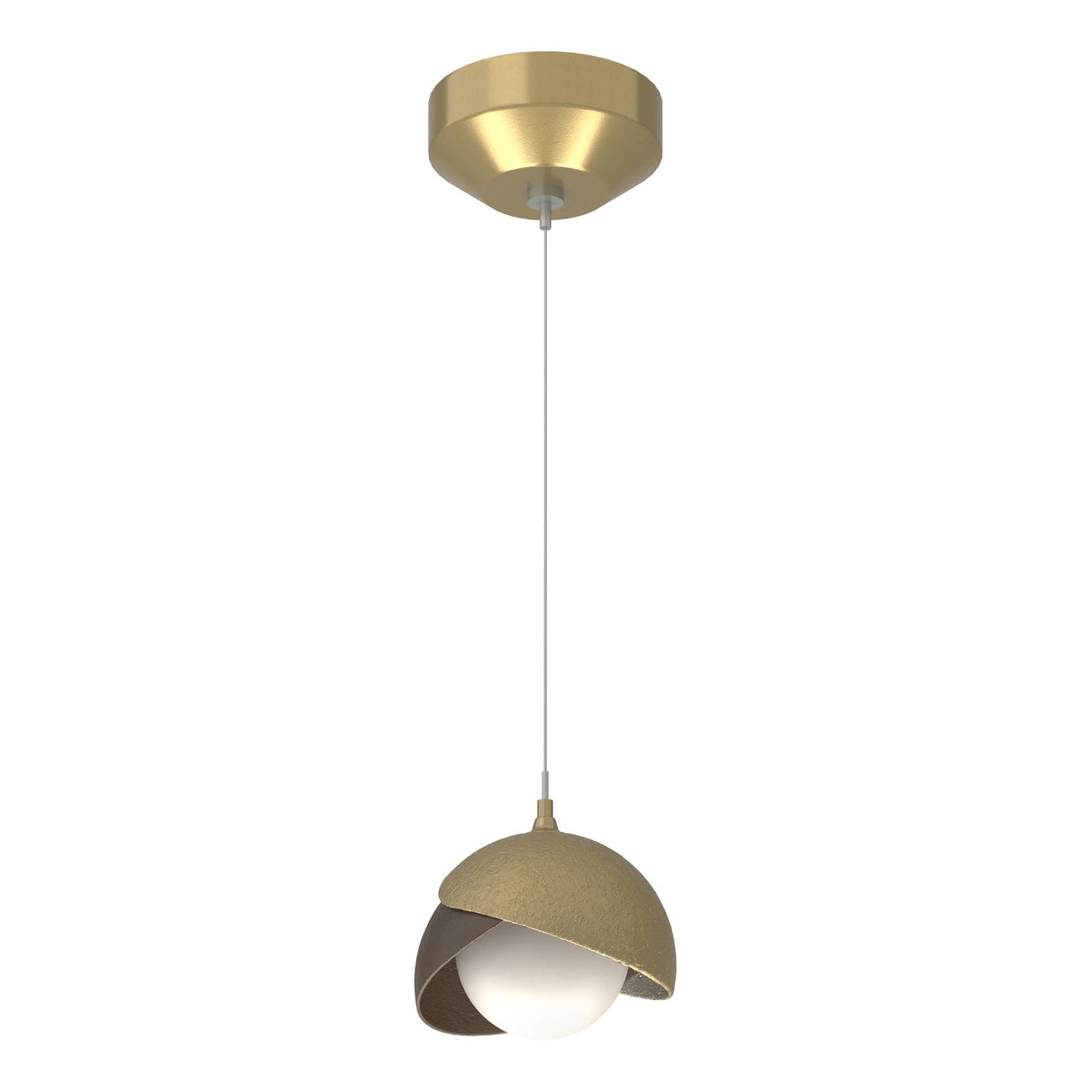 Hubbardton Forge 2022 Modern Brass Bronze Opal Glass (GG) Standard Brooklyn Double Shade Low Voltage Mini Pendant