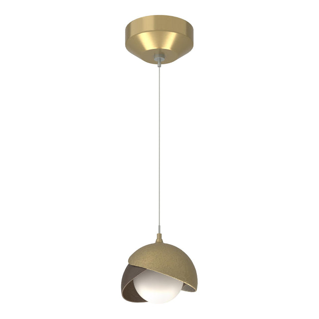 Hubbardton Forge 2022 Modern Brass Bronze Opal Glass (GG) Standard Brooklyn Double Shade Low Voltage Mini Pendant