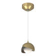 Hubbardton Forge 2022 Modern Brass Dark Smoke Opal Glass (GG) Standard Brooklyn Double Shade Low Voltage Mini Pendant