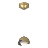 Hubbardton Forge 2022 Modern Brass Dark Smoke Opal Glass (GG) Standard Brooklyn Double Shade Low Voltage Mini Pendant