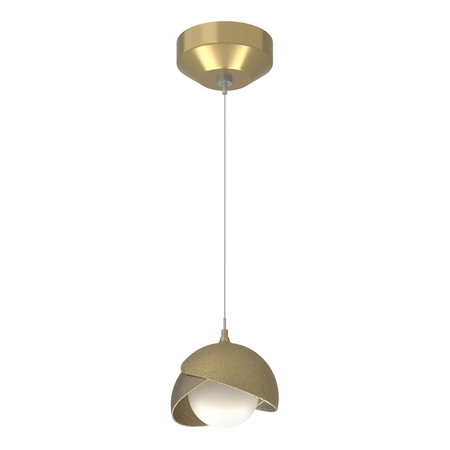 Hubbardton Forge 2022 Modern Brass Soft Gold Opal Glass (GG) Standard Brooklyn Double Shade Low Voltage Mini Pendant
