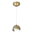 Hubbardton Forge 2022 Modern Brass Sterling Opal Glass (GG) Standard Brooklyn Double Shade Low Voltage Mini Pendant