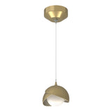 Hubbardton Forge 2022 Modern Brass Modern Brass Opal Glass (GG) Standard Brooklyn Double Shade Low Voltage Mini Pendant