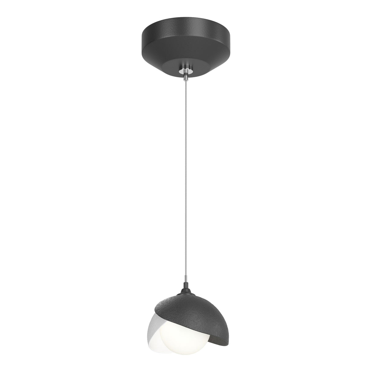 Hubbardton Forge 2022 Black White Opal Glass (GG) Standard Brooklyn Double Shade Low Voltage Mini Pendant