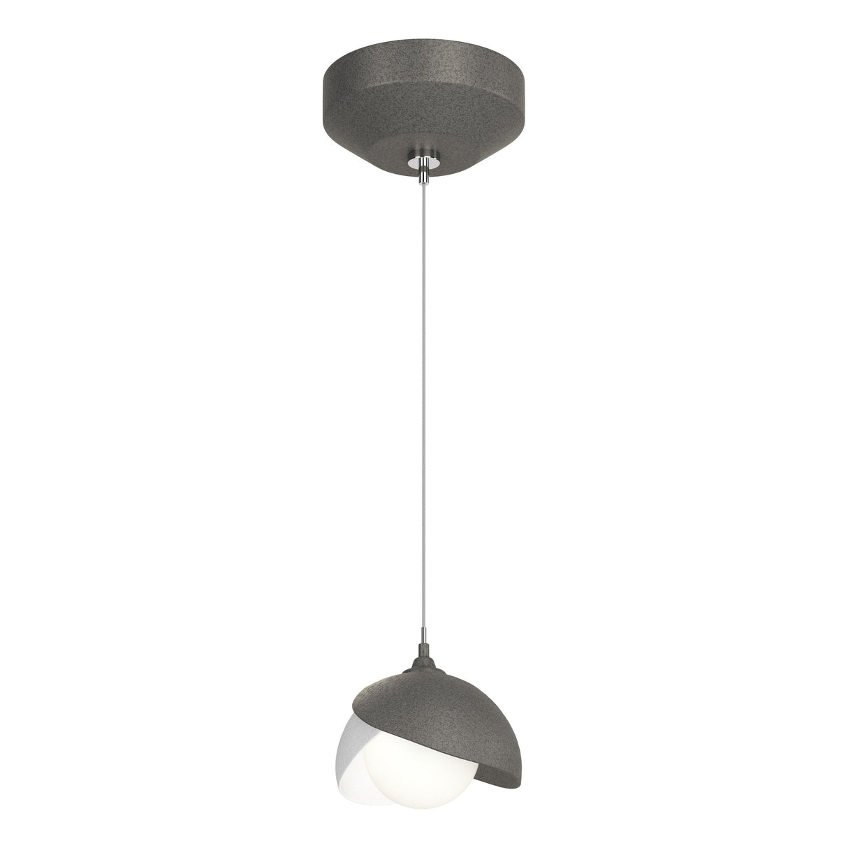 Hubbardton Forge 2022 Natural Iron White Opal Glass (GG) Standard Brooklyn Double Shade Low Voltage Mini Pendant