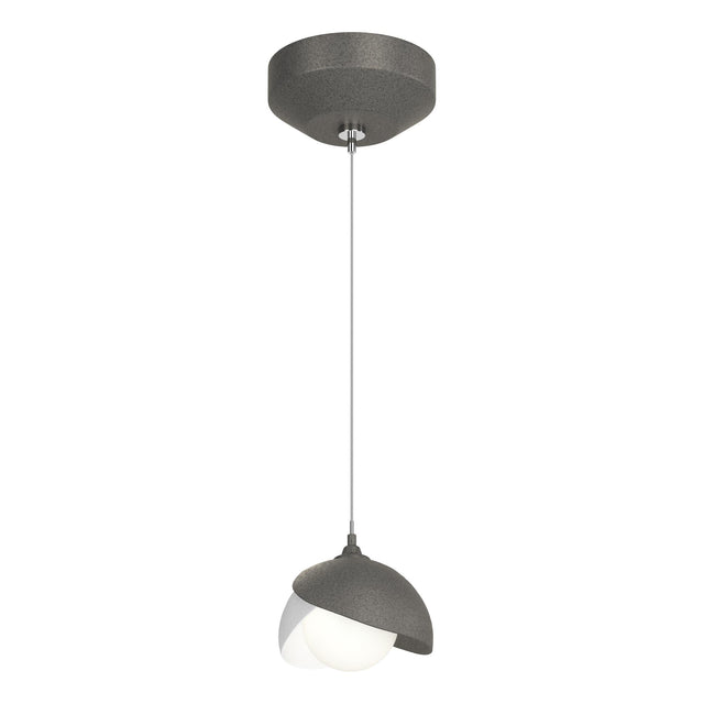 Hubbardton Forge 2022 Natural Iron White Opal Glass (GG) Standard Brooklyn Double Shade Low Voltage Mini Pendant