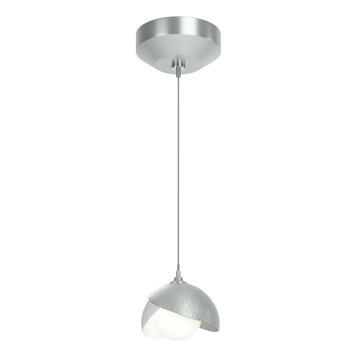 Hubbardton Forge 2022 Vintage Platinum White Opal Glass (GG) Standard Brooklyn Double Shade Low Voltage Mini Pendant
